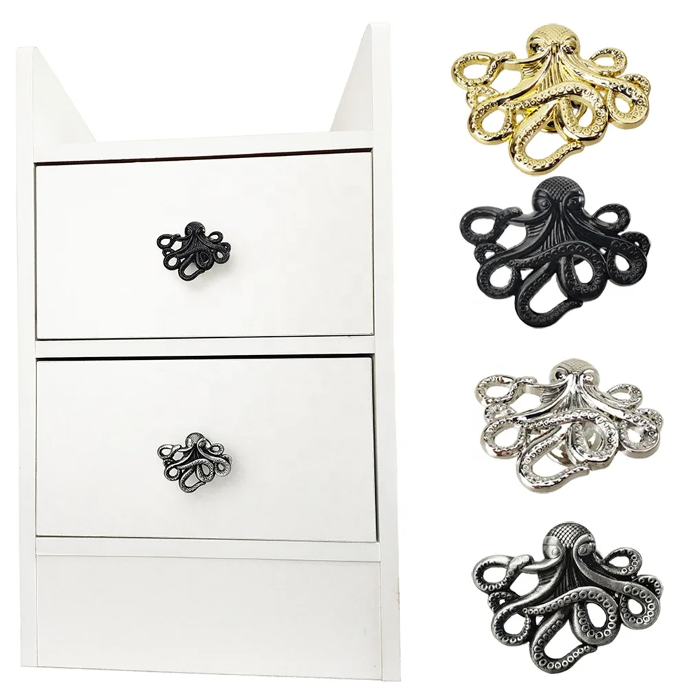 zinc alloy devilfish cabinet drawer knobs M4 screw matte black silver old gold