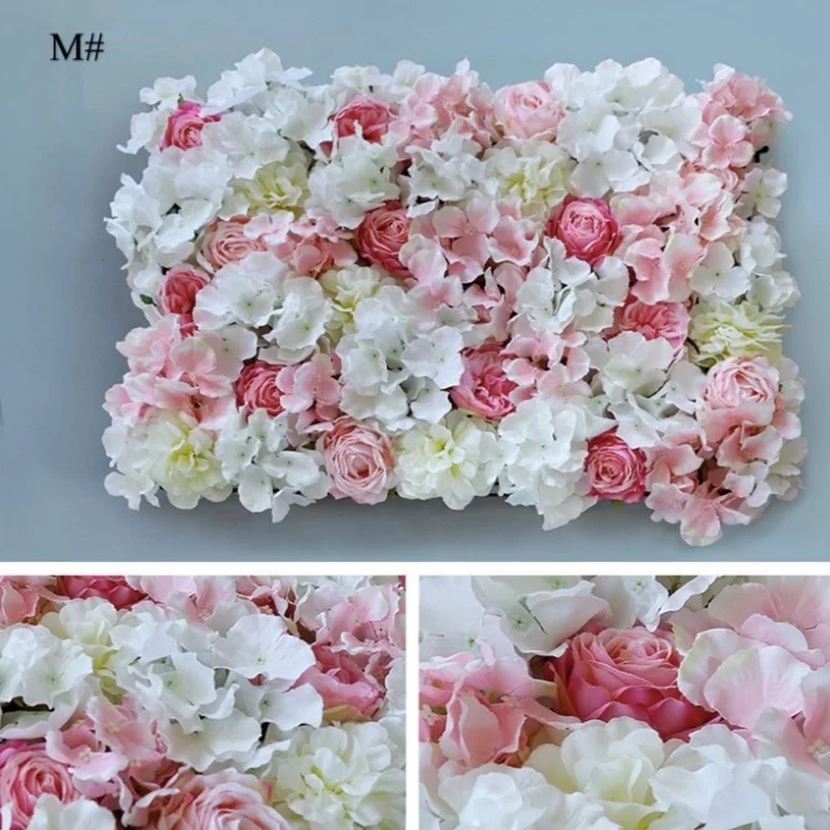 YAYUN J-1016 OEM Hot Selling Rose Hydrangea Silk White Flower Wall Panel
