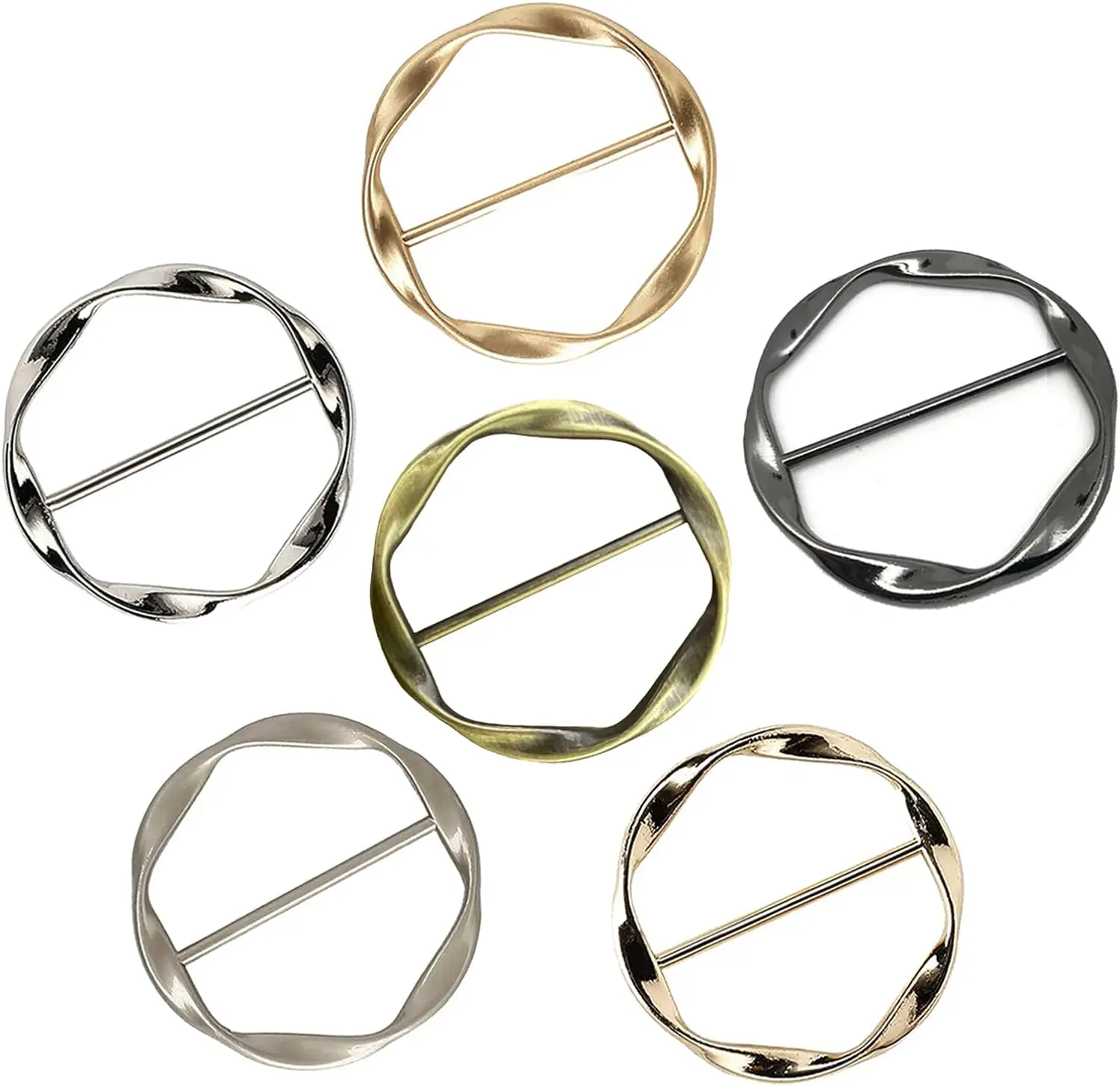 Silk Scarf Ring Clip T-shirt Tie Clips Women Fashion Metal Round Circle Clip Buckle Clothing Ring Wrap Holder