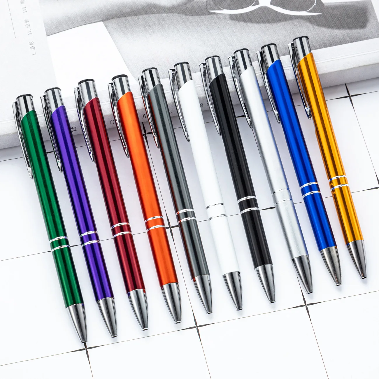 High Quality OEM Multi-color Metal Ballpoint Pens Custom Logo Retractable Ballpoint Pens Promotional Pens