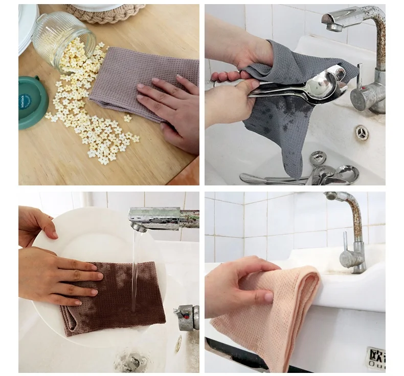 Eastsunshine Custom Package Logo  Waffle Weave Tea Towel  Cleaning Cloth  super Absorbent Microfiber Kitchen Drying dish Towel