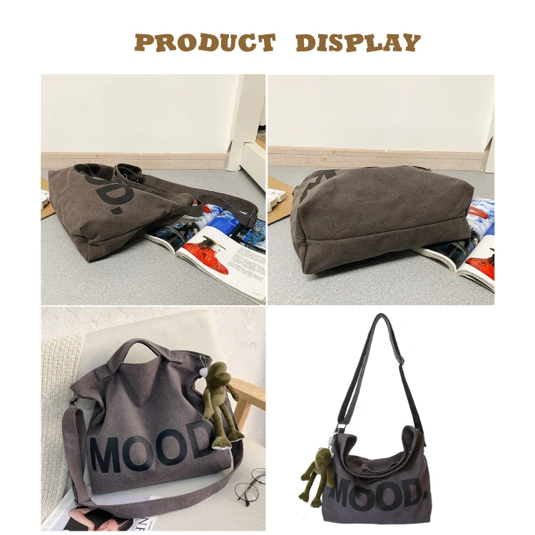 Women Canvas Tote Bag with Zipper Tote Handbag Women Crossbody Bag Daily Working Handbag Shopping Shoulder bag