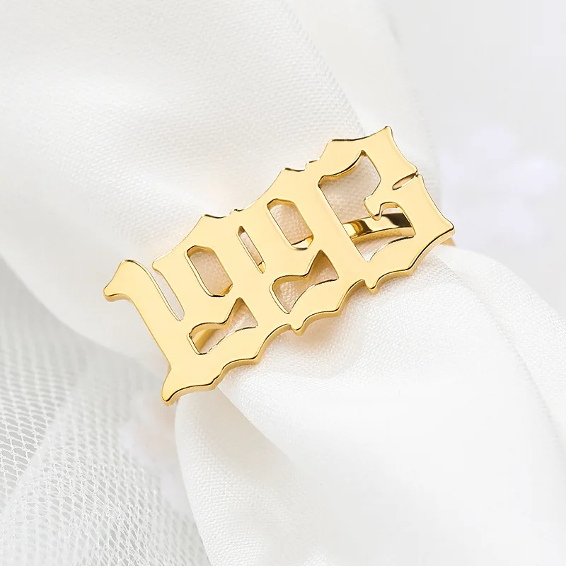 Non tarnish Stainless Steel 18k Gold Plated 1985-2012 Birth Year Open Adjustable Finger Rings Jewelry