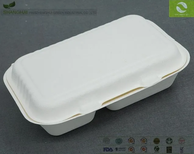 Disposable Bagasse Container Packaging Box Tableware Products Sugarcane Bagasse Packaging Burger Boxes Food Triangle Cake Box