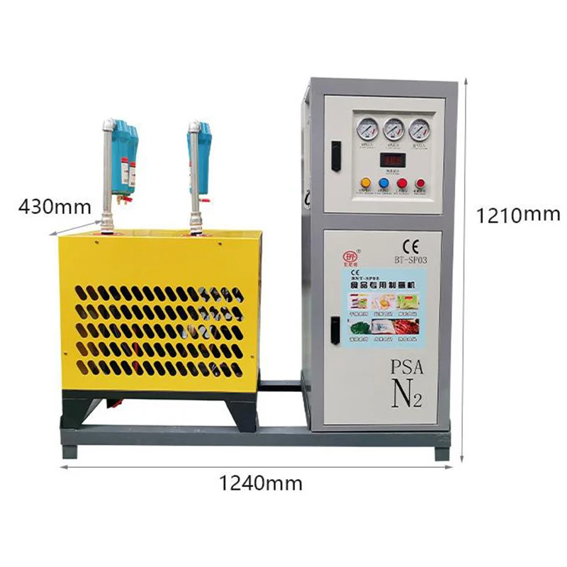 3 cbm High Purity food package nitrogen generator N2 gas generator for food shop