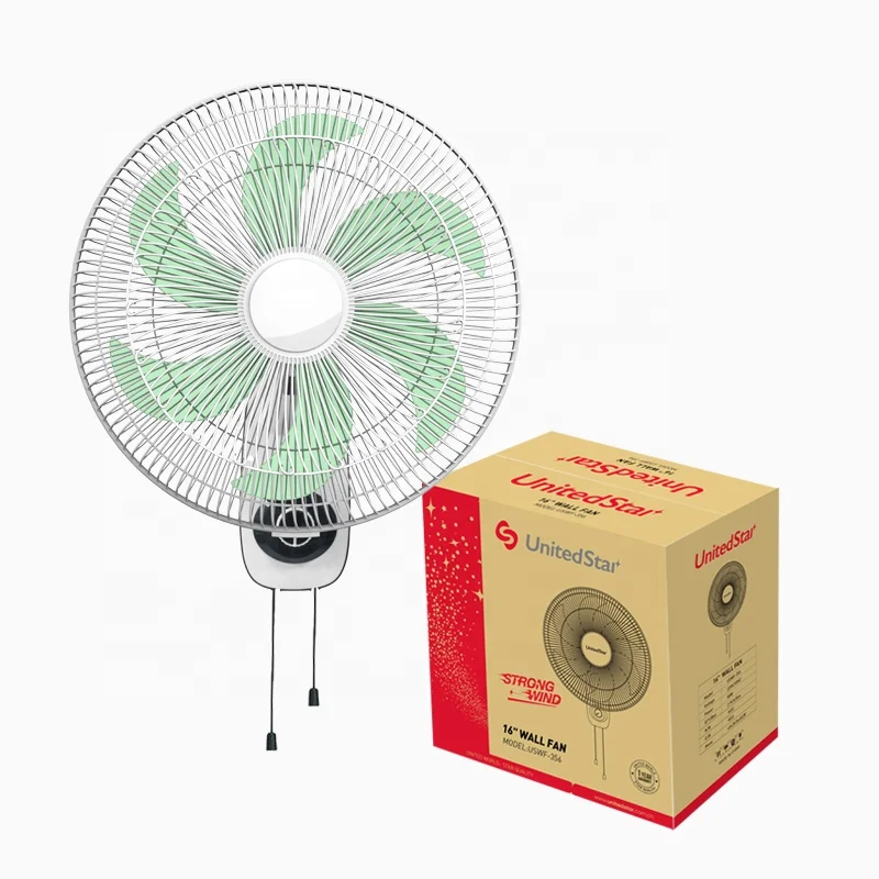 UnitedStar stock Wall Fans quiet 16 Inch 90 degree Oscillating adjustable tilt 6 blade Wall Mounted Fan