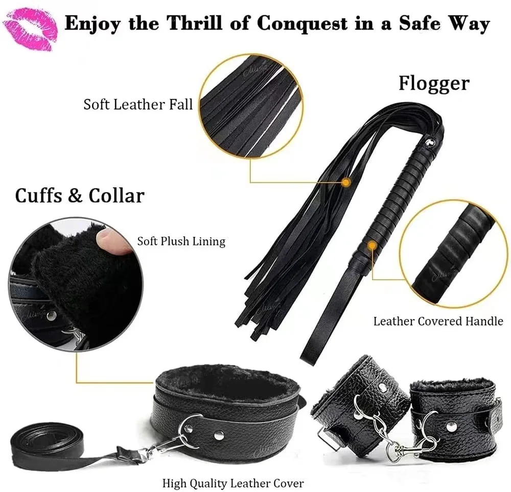 Women and Couples 12 Pcs BDSM Leather Bondage Sets Restraint Kits Bondage for Sex