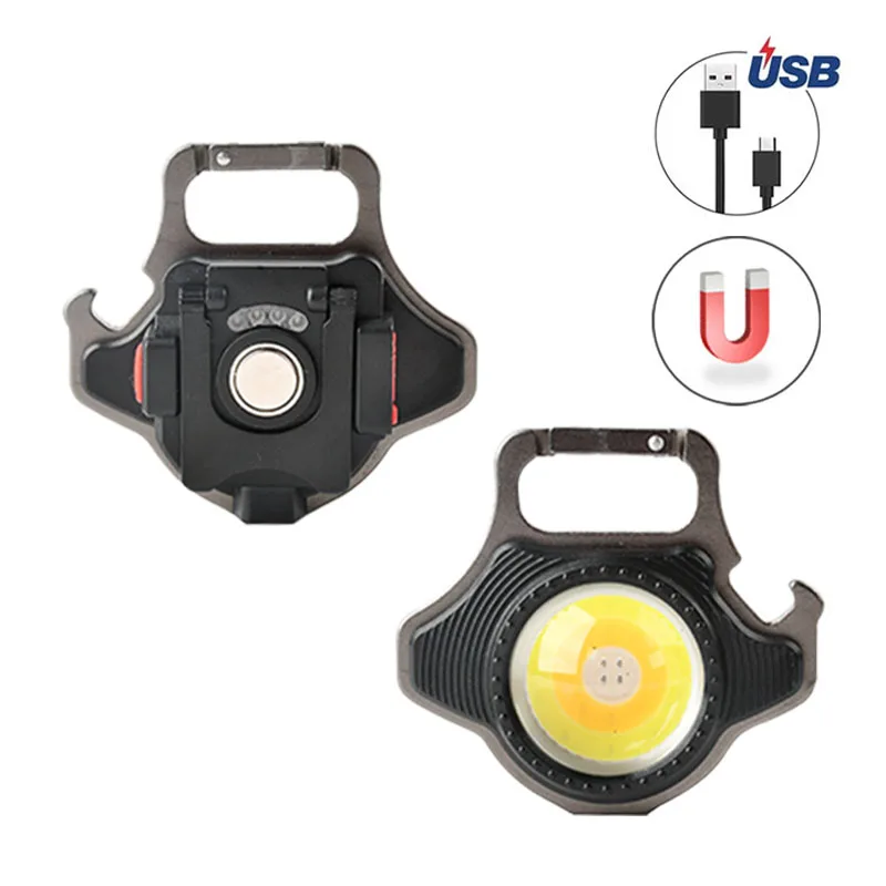 Маленький Карманный супер яркий USB Магнитный фонарик Открытый Сильный свет Металлический 18650 мини-Cob EDC брелок перезаряжаемый