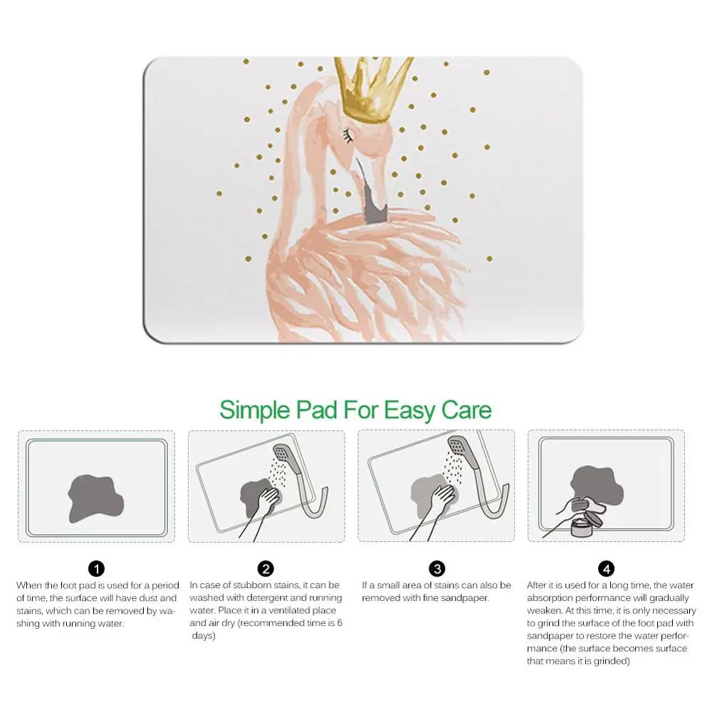 
Factory supply high quality custom print waterproof fast drying excellent absorbent diatomite non-slip bath mat 