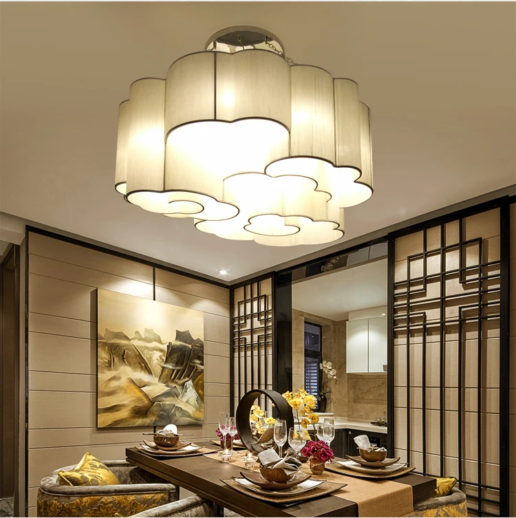 modern handmade Parchment ceiling hanging lamp indoor decoration paper shade zhongshan led pendant light for restaurant