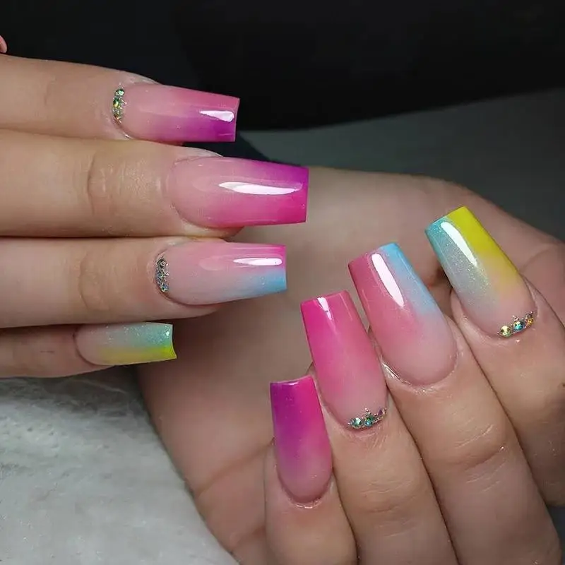 Wholesale Price Long Ballerina Coffin Nails Art OEM Press On Nails long lasting Customized Artificial Nails for girls