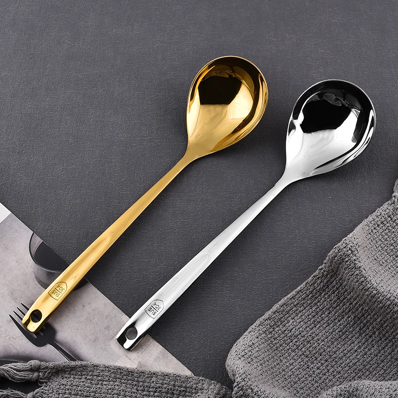 wholesale Kitchen Accessories golden Stainless Steel Kitchen soup spoon ladle slotted spoon ladle