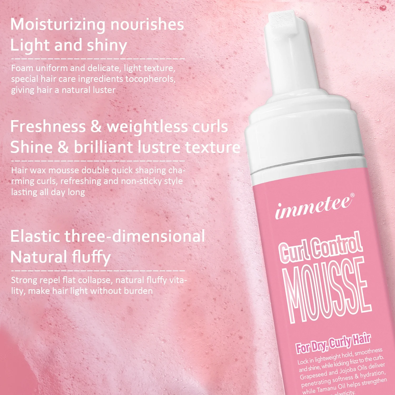 Ready to ship Hair Styling Mousse Natural Anti- Frizz Strong Fast Styling mousse  curly hair mousse  Foam hair styling products