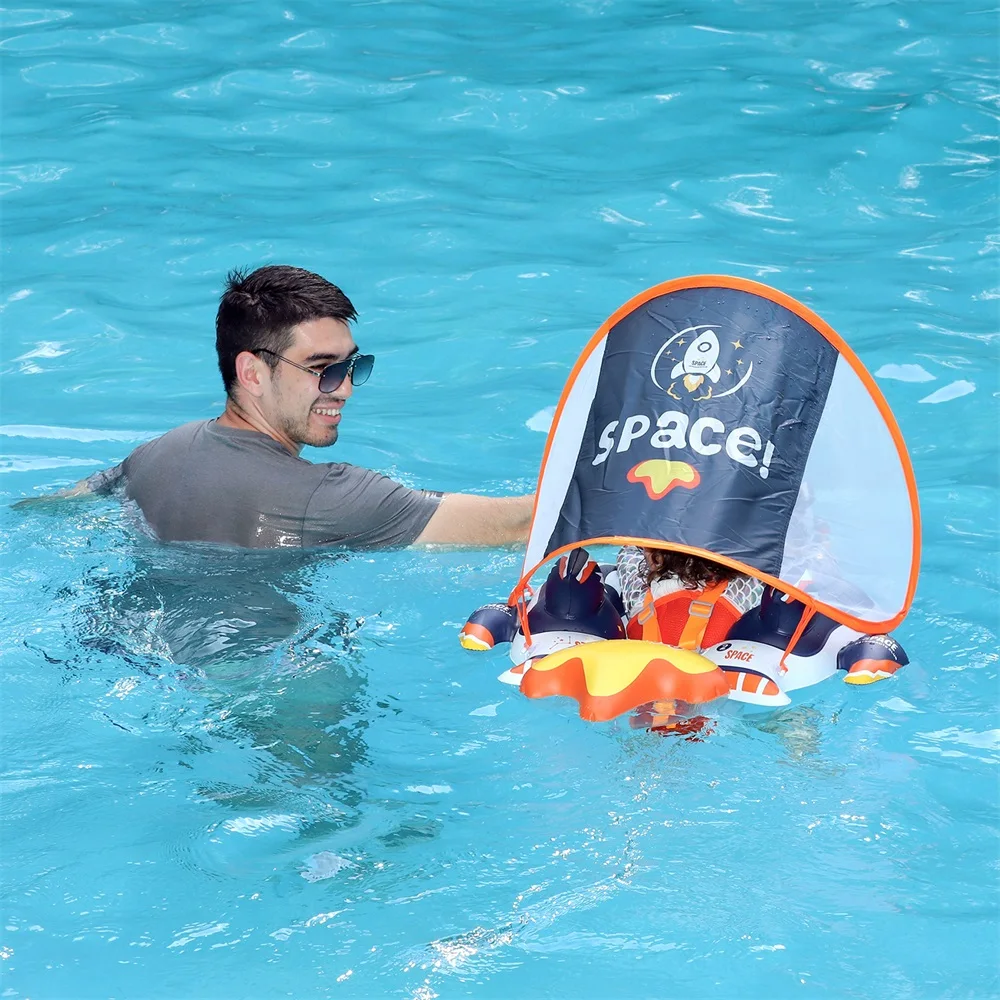 Swimbobo Inflatable Baby Swimming Float Water Toy Swimming Floats Child Swim Pool Ring PVC Children Floating Summer With Canopy