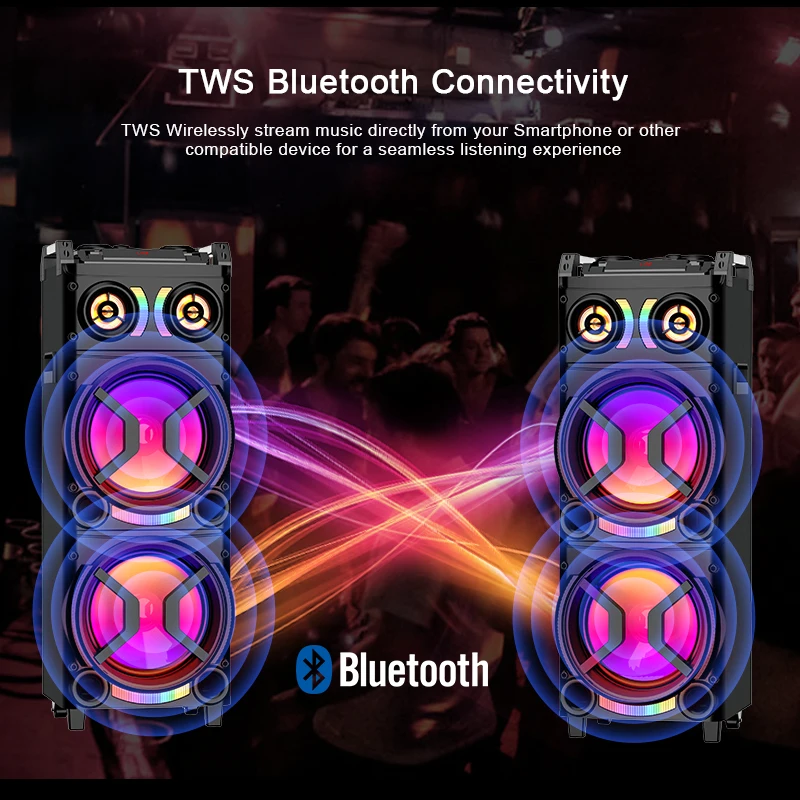 New Arrival Big Size 160W Active Double 12 Inch Super Bass Audio System Outdoor Trolley Party Speaker Karaoke DJ Speaker