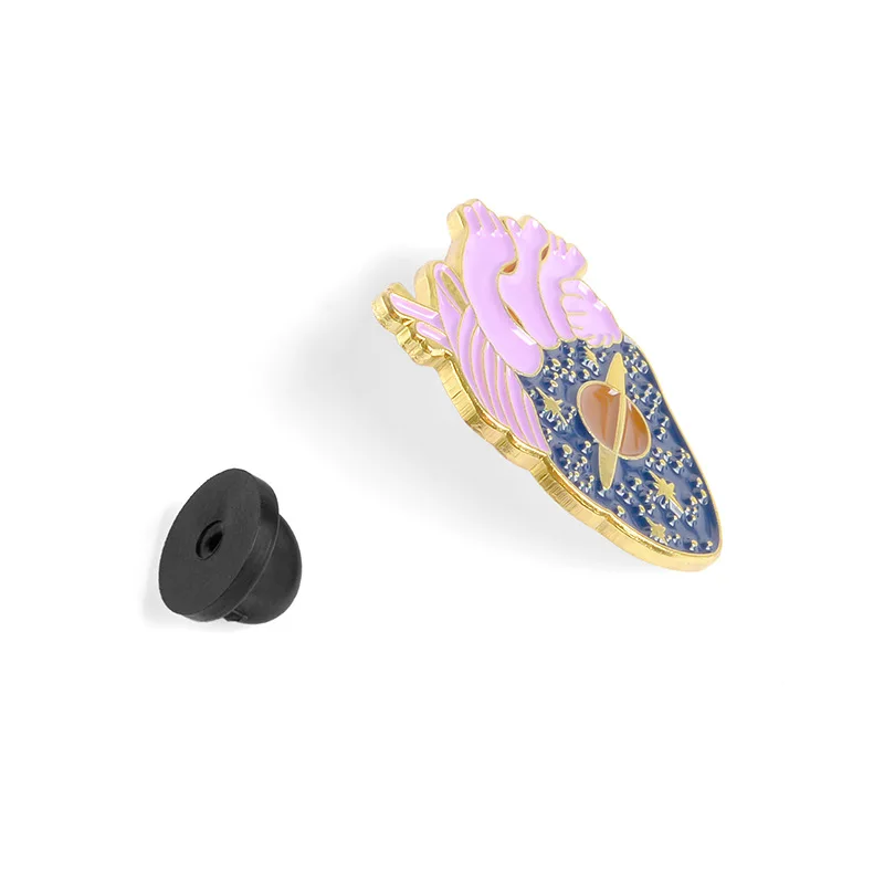 space star heart organ soft enamel lapel pin
