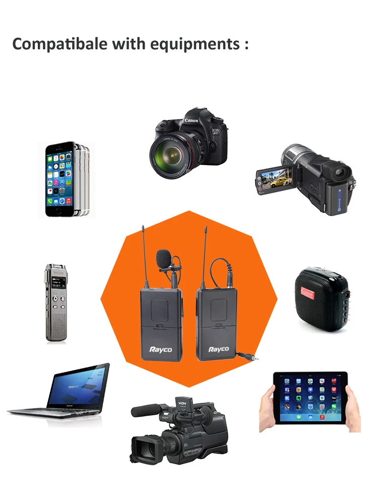 Горячий отворот микрофон беспроводной для DSLR камеры видеокамеры и смартфона