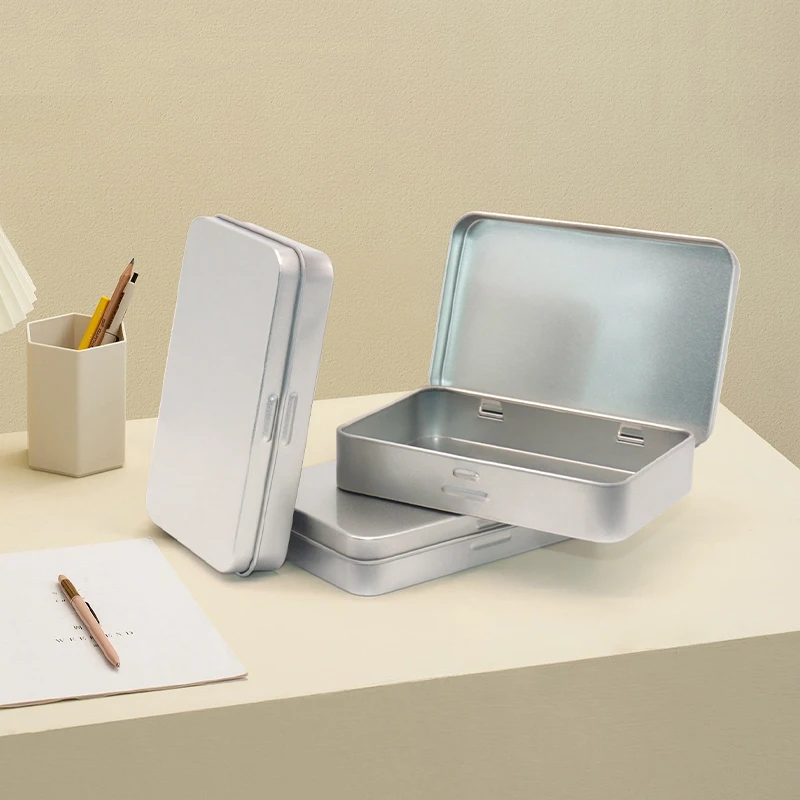 wholesale  rectangle tin cigarette case custom candy mint tea metal packaging hinge tin case