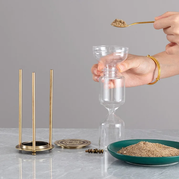 Custom Empty Hourglass Fillable DIY Antique Metal Crafts Brass Hour Glass Wedding Sand Timer Clock