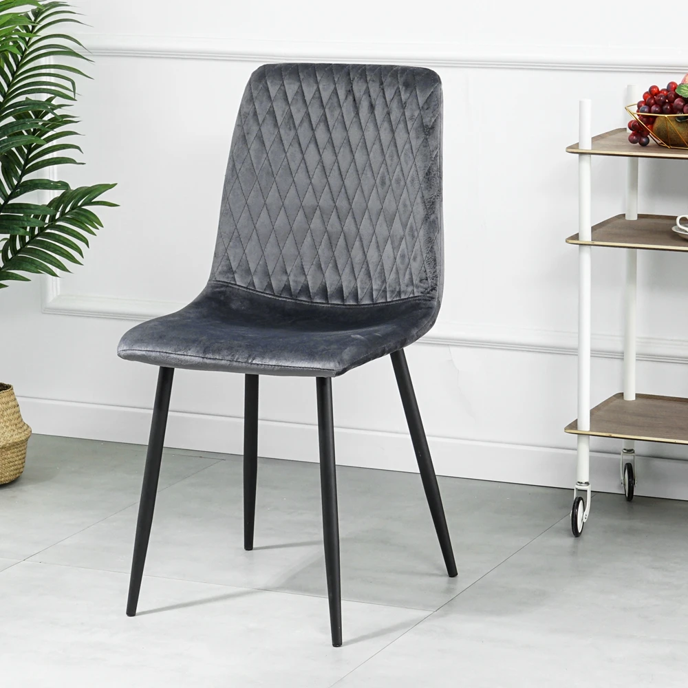 Popular dining room furniture modern fabric PU leather dining chairs with metal legs
