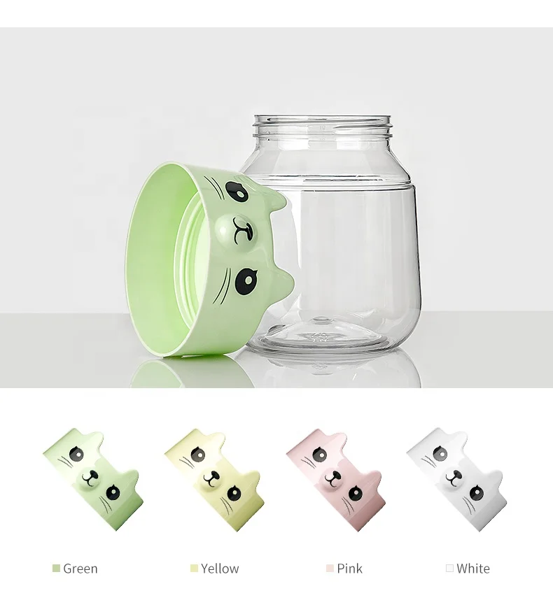 Cute cartoon  430ml 450ml PET plastic packaging bottle children snack candy cookies storage PET jars