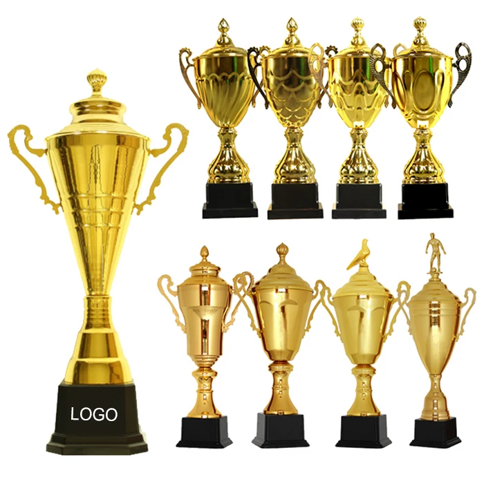 High Quality Europe Style Champions League Outdoor Sports Trophy Customizable Logo Metal Cups China Stock Gold Silver Trophy Cup