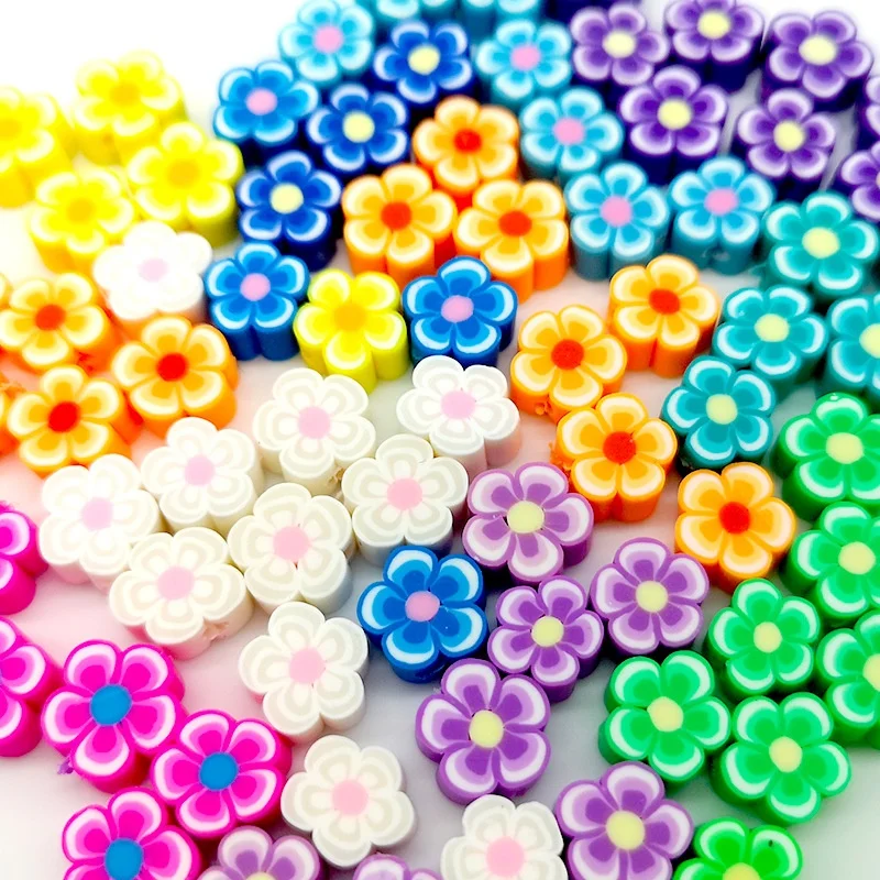 100pcs/bag Colorful Flower Cartoon Animal Fruit Smiley Face Beads Diy Polymer Clay Beads For Bracelet Necklace Jewelry Making