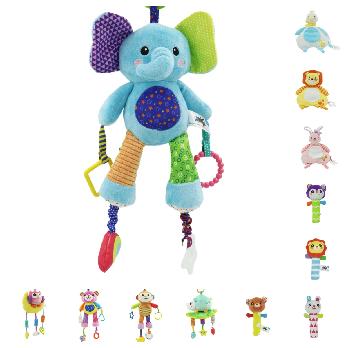 Hot Sale	adorkable plush toys stuffed animal animals for kids baby rattle Elephant stuff toys plush toy manufacturer