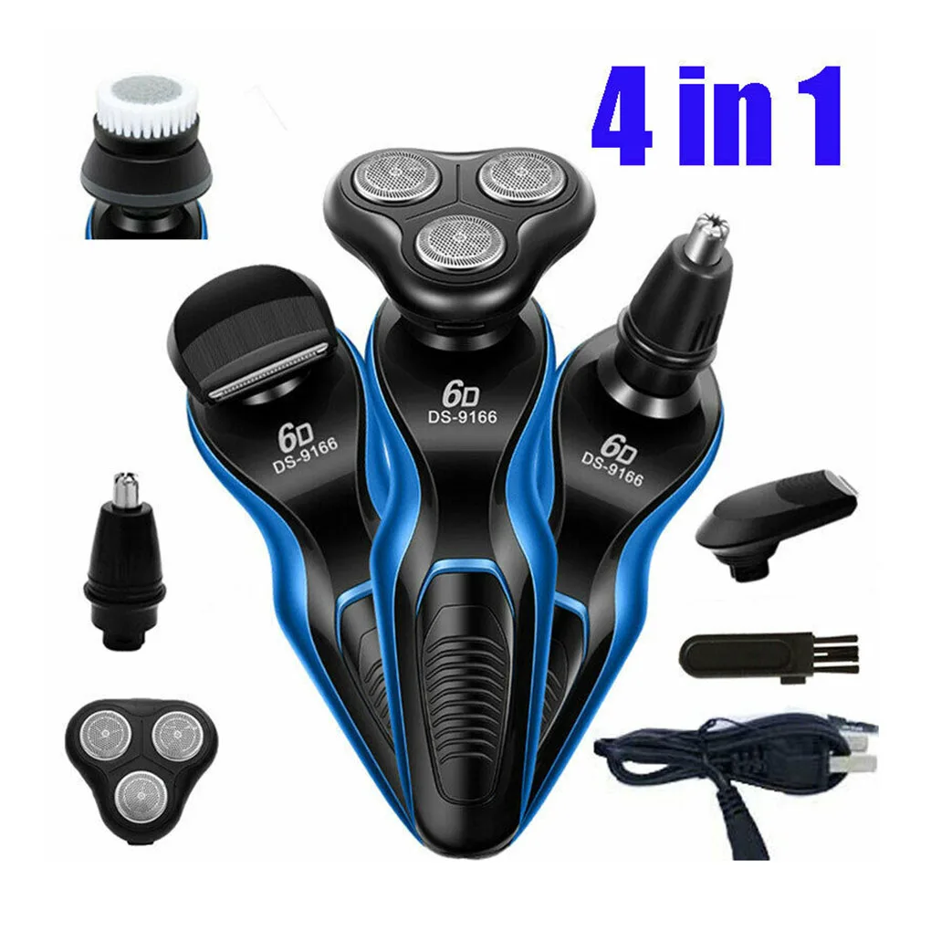 DS-9166 Electric Razor 4-in-1 Beard Nose and Hair Trimmer LED Display USB Rechargeable Shaver Replacement Shaving Function