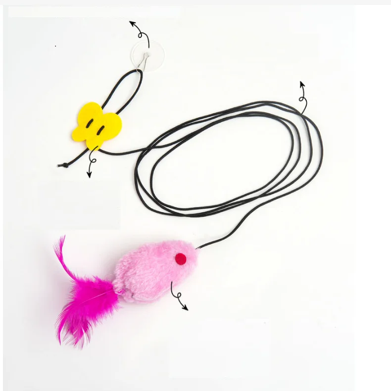 Door window hanging Sound Mouse retractable adjustable Cat teasing interactive toy