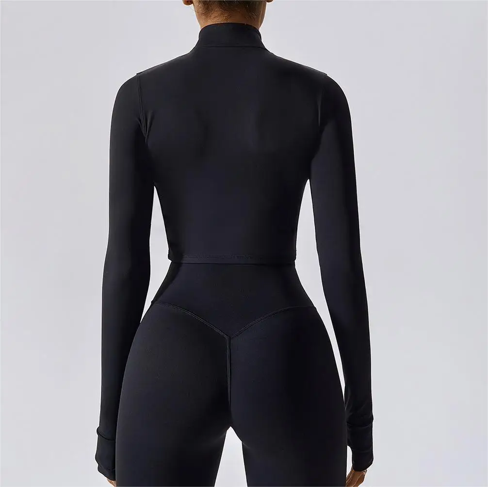 custom wholesale running clothes long sleeves sports clothing women yoga fitness gym jacket activewear