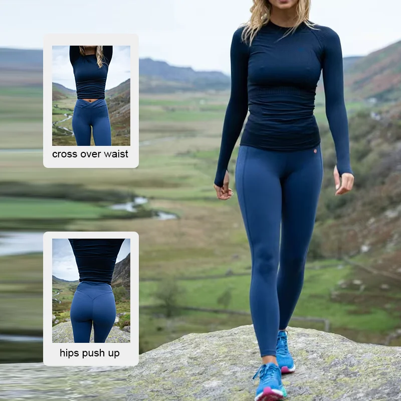 wholesale winter sweat and moisture-wicking fleece compression trousers high elastic soft smooth women sport wear leggings
