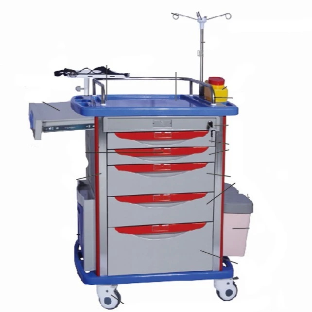 Factory price Multifunctional Emergency  Hospital Economic Treatment Trolley/ABS Medical Trolley/Medical Cart For Nursing