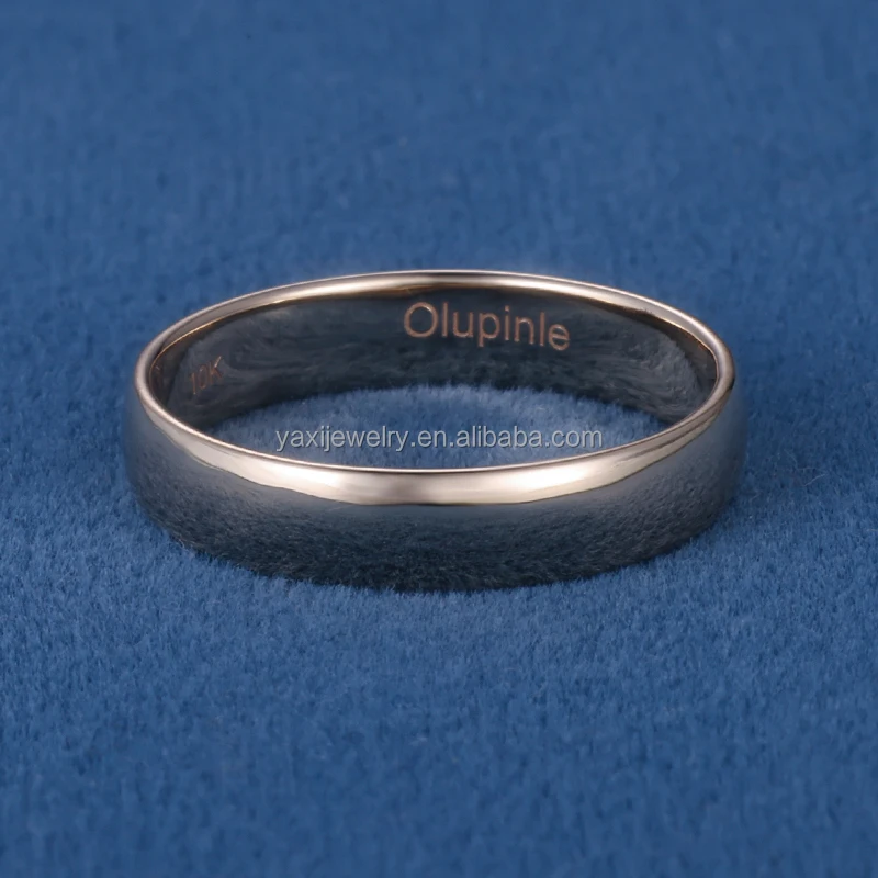 Custom 4mm S925 Silver 10K 14K 18K Yellow Solid Plain Gold Wedding Ring for Men Women