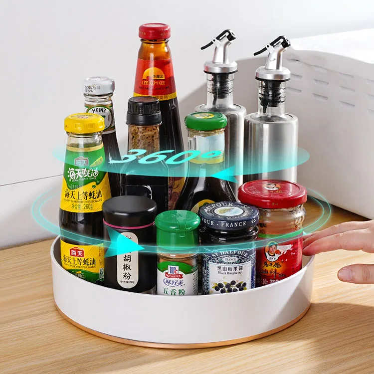 multi purpose utility kitchen countertop turntable spice rack white round rotating storage tray