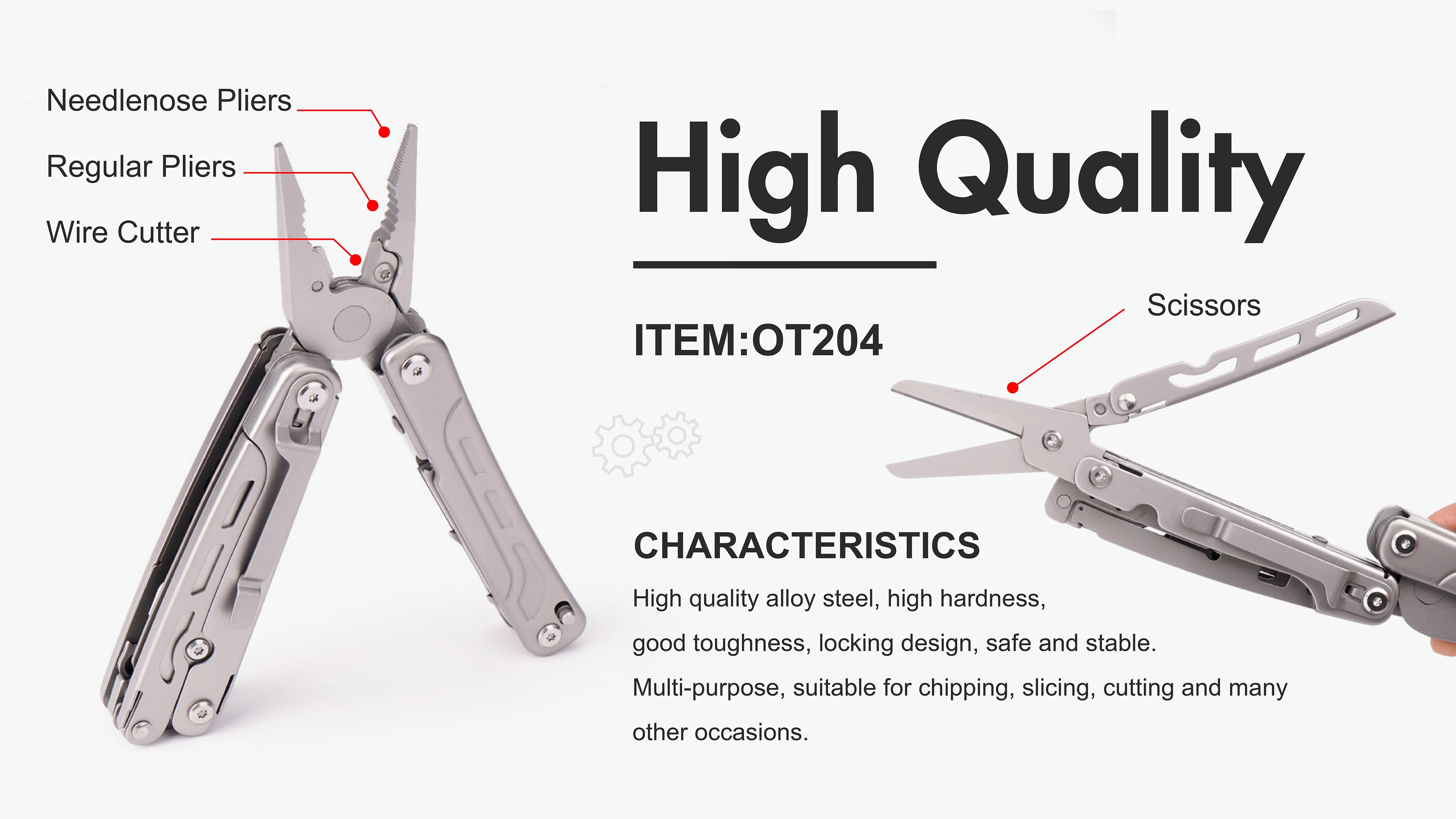 Alocs Foldable Outdoor Survival Tools Camping Hiking Emergency Multi Function Tactical Pocket Knife Pliers Multi Tools Pliers