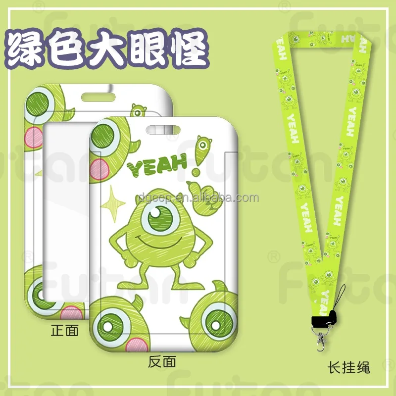 Cute Cartoon Woody Monster-Crew Card Holder Lanyard Anti-Lost Name Badge Bus Work ID Card Case with Lanyard