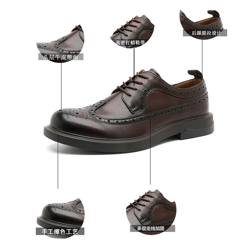 UP-4434r Wholesale Male Shoes 2023 Breathable Casual Genuine Leather Sneakers Walking Shoes Elegant Wedding Business Dress Shoes
