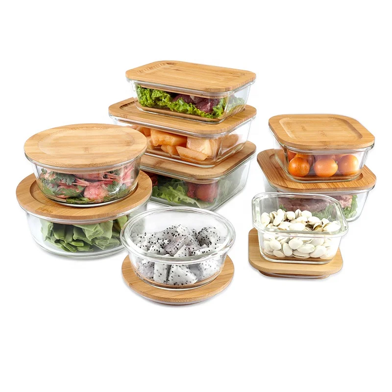 factory Storage Bottles & Jars Food Storage Container With Airtight Bamboo Lid Borosilicale Clear Glass Jar