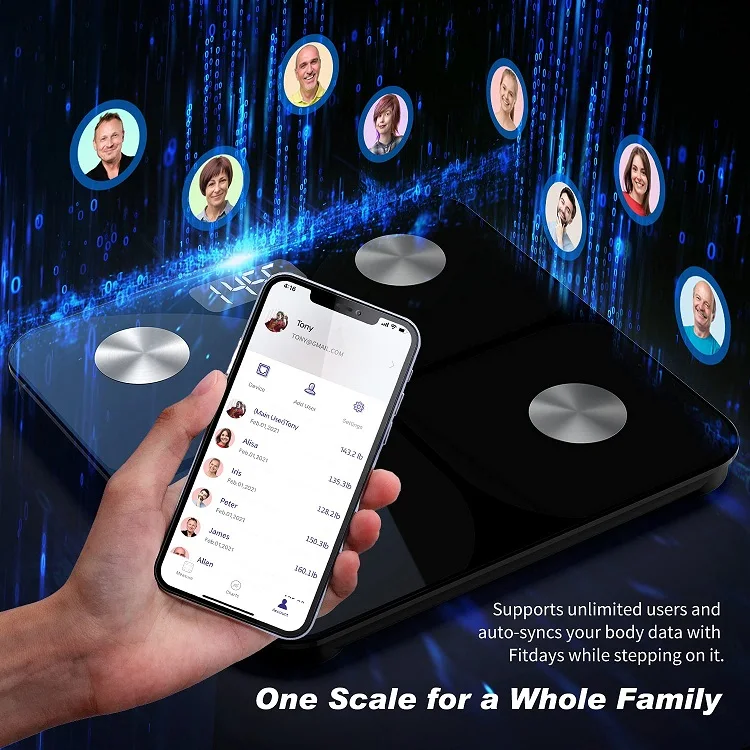 Smart App Android IOS Weighing Scale 180kg/396lb LED  Fat Balance Digital Electronic BMI Digital Body Weight Bathroom Scale