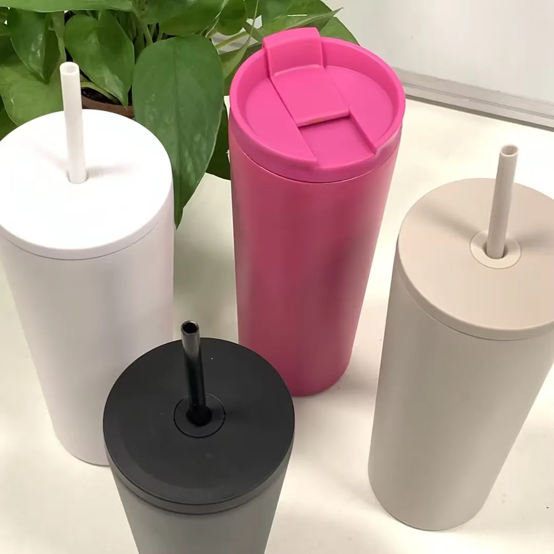 New launched stainless steel tumbler with straw thick double wall multi capacity cold keeping travel camping coffee mugs