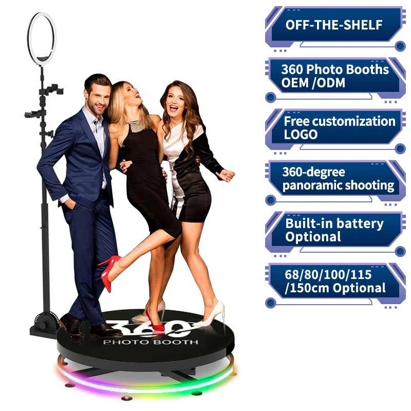 360 Platform Remote Video Booth Control Automatic Slow Motion 360 Spinner Motorized 360 Photo Booth 100cm With Glass Base