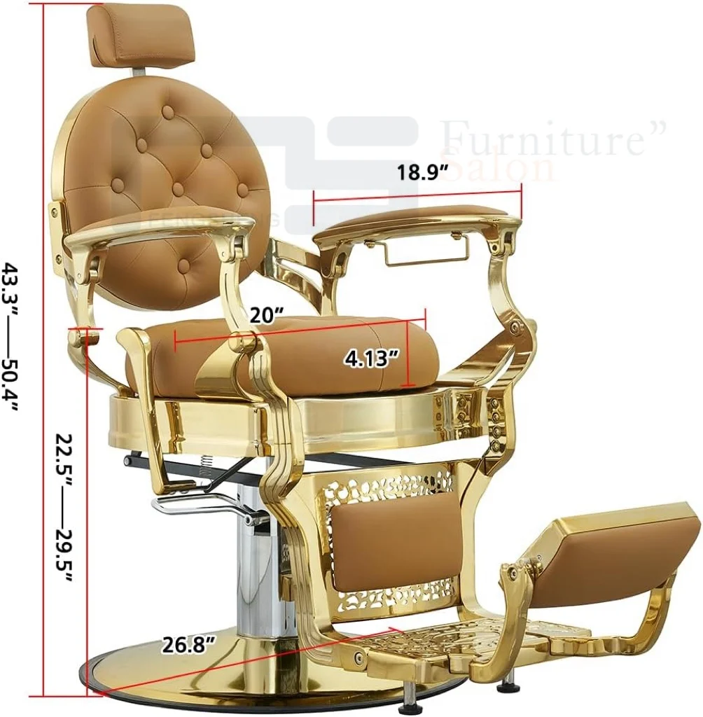 Heavy Gold Classic Barber Armchair Padded Antique Salon Furniture Vintage Barber Chair Salon Chairsalon Styling Chairs