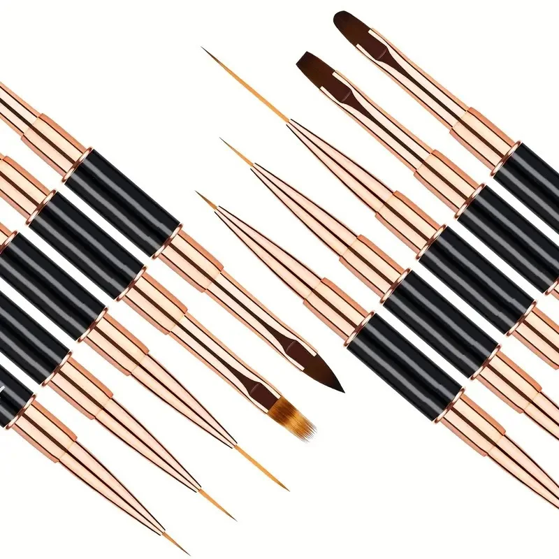 Professional Metal Handle Nylon Hair Painting Line Nail Art Liner Brush nylon Nail Brush For Manicure Powder