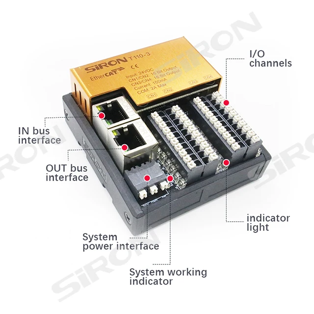 SiRON T110 ~T111 series Digital/analog Inputs And Outputs 8/16/32 Channels Ethercat Bus Couple  Bus Io Module