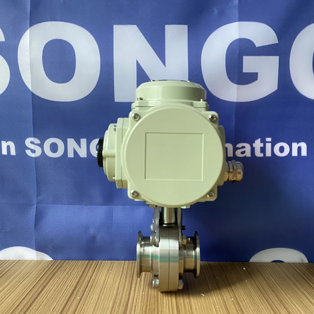  SONGO DN25 24V DC пищевой класс нержавеющая сталь 316L три зажима санитарный клапан-бабочка с электрическим