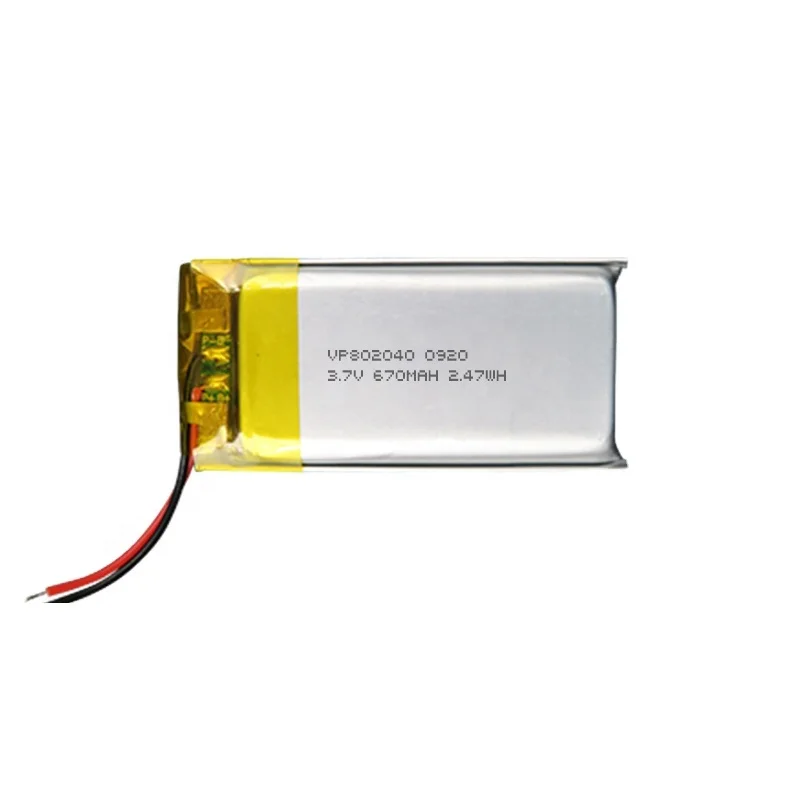 Customizable Rechargeable 802040 3.7V 670mAH Li Polymer Lithium Battery With PCM For Bike Light