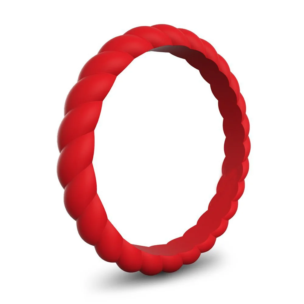 3mm Thin Braided Silicone Ring For Women Engagement Wedding Rings Rubber Bands Sports Flexible Woven Silicone Finger Rings