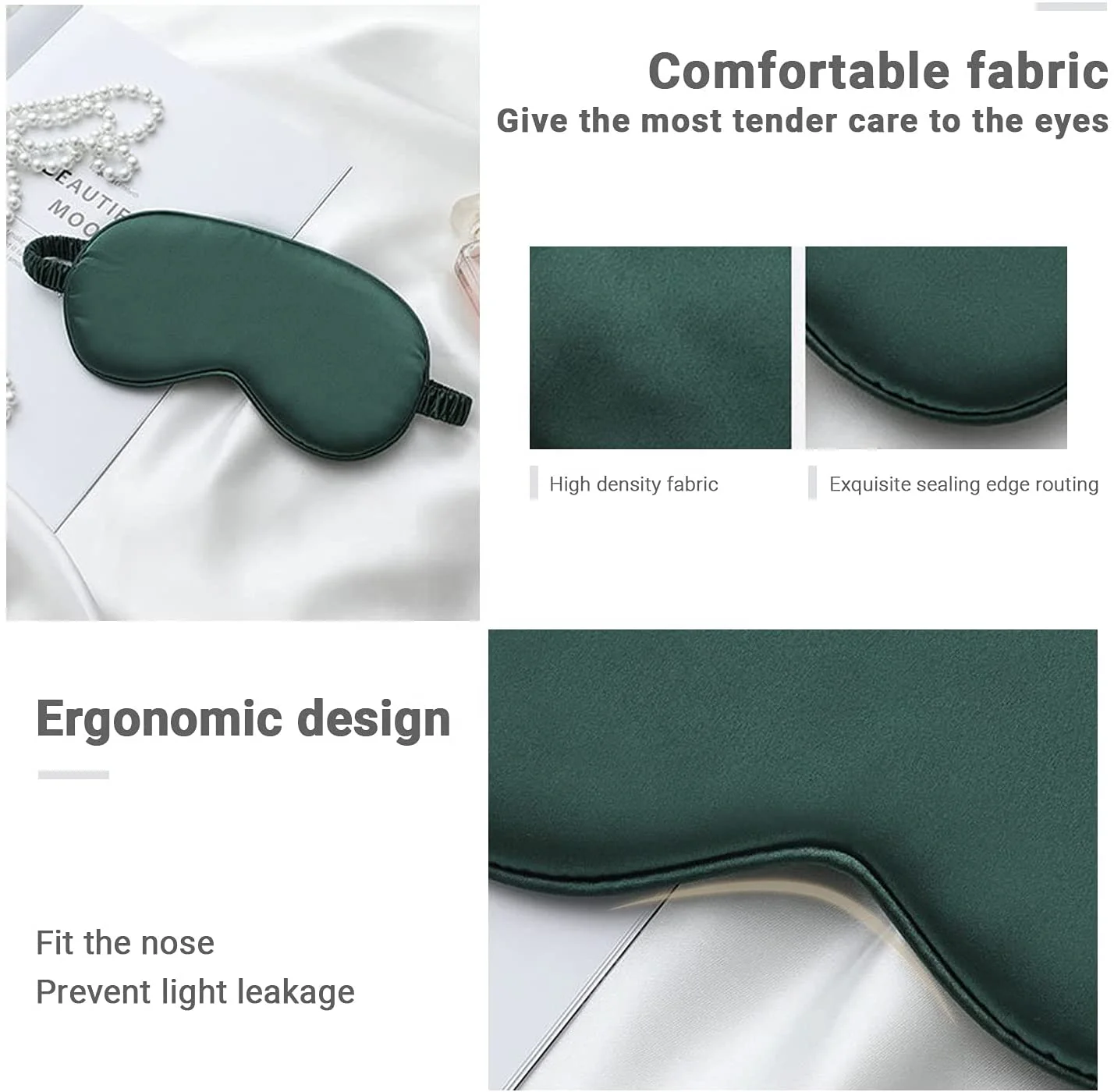 
Custom Satin Silk Sleeping Eye Mask Hair Band Hair Scrunchie and Drawstring Bag 