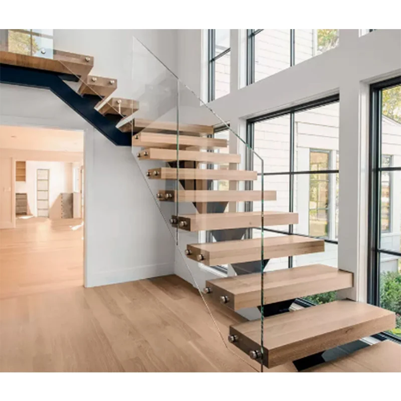 45mm Prefinished solid Red oak Stair Treads modern style smooth surface wood stair flooring Sizes customized with high quality